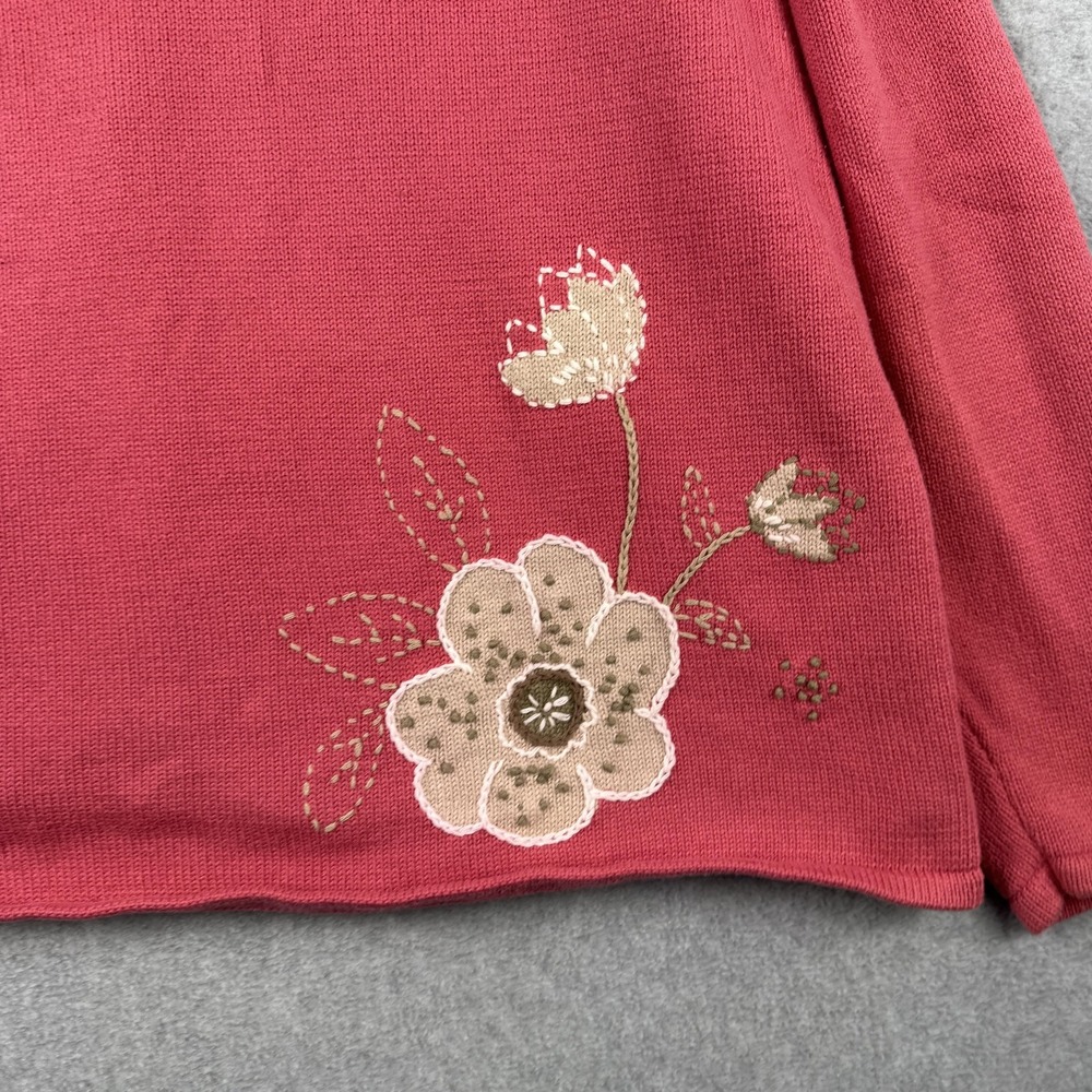 Vintage CJ Banks Sweater Womens 2X Pink Floral Embroidered Cardigan Y2K Granny - Picture 8 of 11